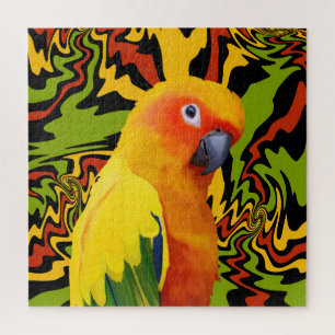 Vibrant Colourful Sun Conure Parrot Jigsaw Puzzle
