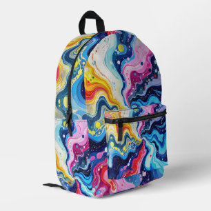 Vibrant Colourful Swirl Abstraction Printed Backpack