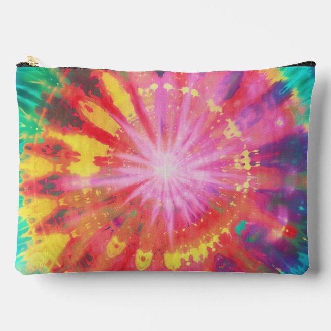 Vibrant Colourful Tie-Dye #1 Accessory Pouch (Front)