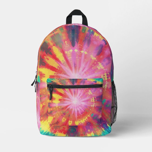 Vibrant Colourful Tie-Dye #1 Printed Backpack (Front)