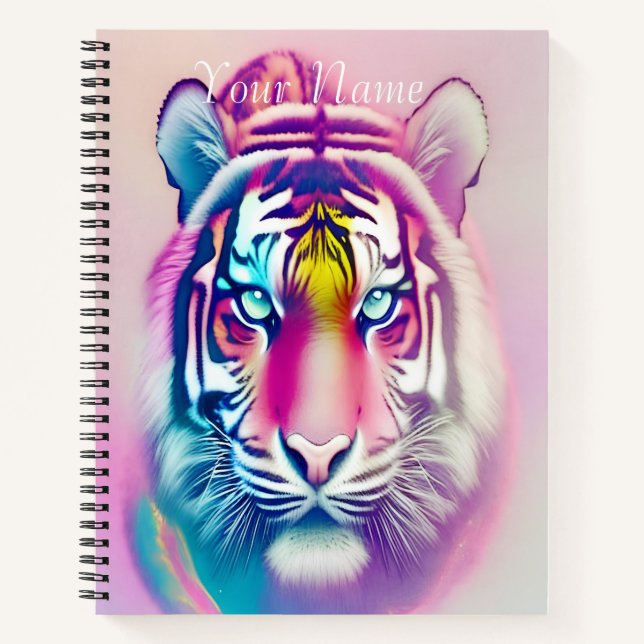 Vibrant Colourful Tiger Face Bold Modern Wildlife  Notebook (Front)