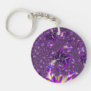 Vibrant Colourful Trippy Groovy Boho Spiral Fracta Key Ring