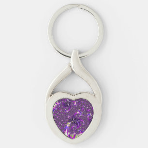 Vibrant Colourful Trippy Groovy Boho Spiral Fracta Key Ring