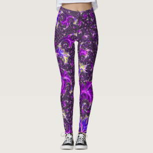 Vibrant Colourful Trippy Groovy Boho Spiral Fracta Leggings