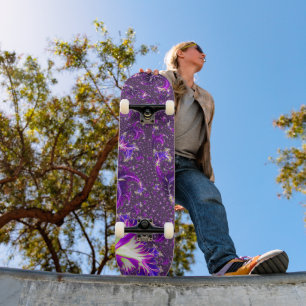 Vibrant Colourful Trippy Groovy Boho Spiral Fracta Skateboard