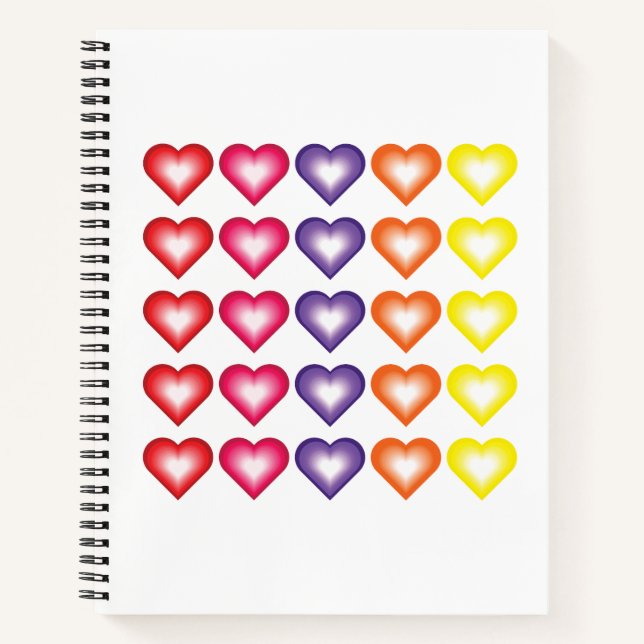 Vibrant Colourful Valentine's Hearts Notebook (Front)
