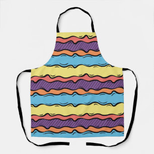 Vibrant Colourful Wavy Stripes Apron