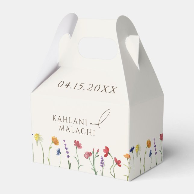 Vibrant Colourful Wildflower Modern Wedding Favour Box (Front Side)