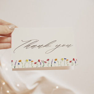 Vibrant Colourful Wildflower Modern Wedding Thank You Card