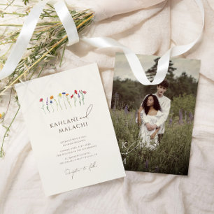 Vibrant Colourful Wildflower Photo Wedding Invitation