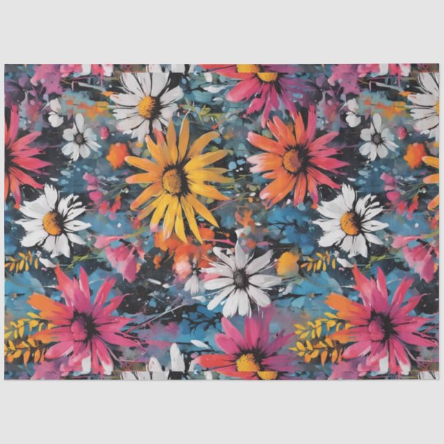 Vibrant Colourful Wildflower Print Tissue Paper (Front)