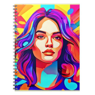 Vibrant Colourful Woman Face in Artistic Expressio Notebook