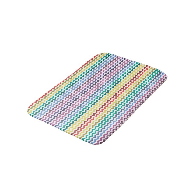 Vibrant Colourful Zig Zag Design - Bath Mat (Angled)