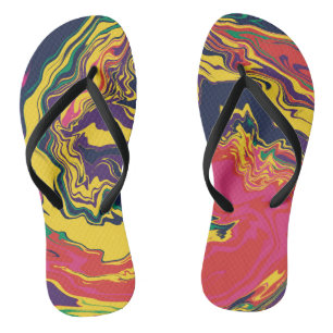 Vibrant Colours Abstract Art Beach Thongs
