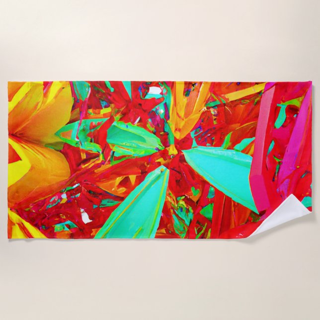 Vibrant Colours Abstract Pattern Beach Towel (Front)