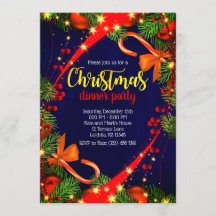 Vibrant colours Christmas Dinner Party Invite