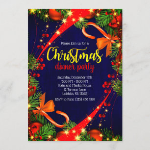 Vibrant colours Christmas Dinner Party Invite
