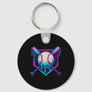 Vibrant Colours Ice Cream Baseball Drip Graphic Fo Key Ring