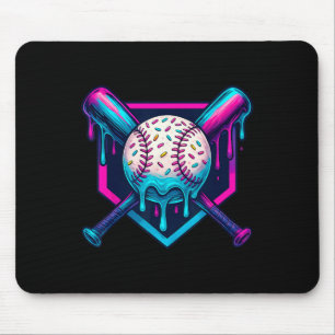 Vibrant Colours Ice Cream Baseball Drip Graphic Fo Mouse Pad