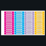 Vibrant Colours Kid Name Rectangle Name Sticker<br><div class="desc">Organise belongings with this energetic blue, purple, magenta, yellow rectangle name sticker. The cool, vibrant hue makes it easy to spot and identify personal items, especially for children heading to school or camp. This sticker offers a clear white space for names, ensuring every item is uniquely identified. Add a splash...</div>