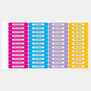 Vibrant Colours Kid Name Rectangle Name Sticker
