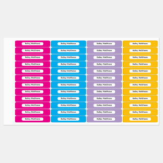 Vibrant Colours Kid Name Rectangle Name Sticker