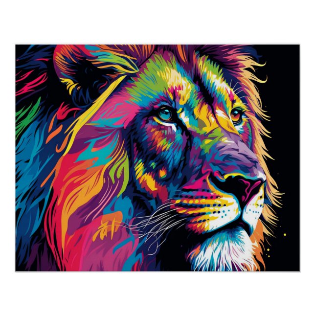 Vibrant colours of lion art poster (Front)