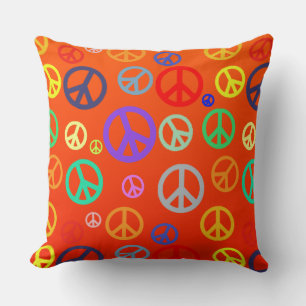 Vibrant colours Peace Symbol Pattern Cushion