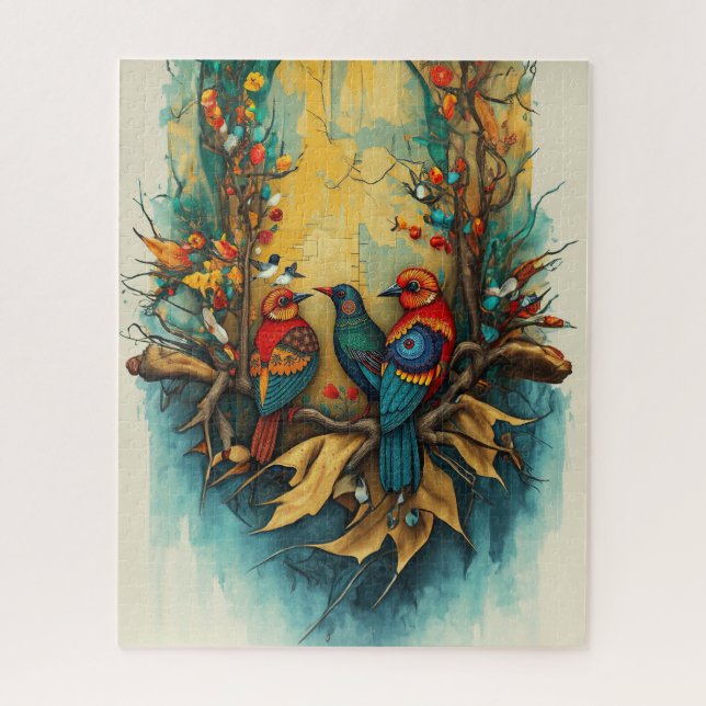 Vibrant Companions in an Autumn Sanctuary Jigsaw Puzzle (Vertical)
