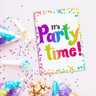 Vibrant Confetti It's Party Time! Celebration Invitation