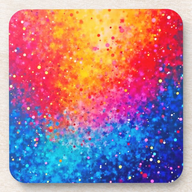 Vibrant Confetti Starburst Art Coaster (Front)