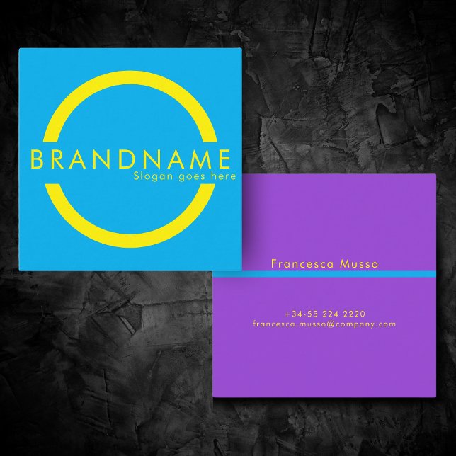 Vibrant contrast colour, a bold modern square business card (Creator Uploaded)