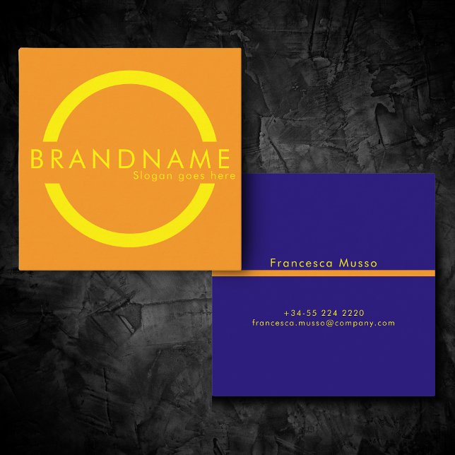 Vibrant contrast colour, a bold modern square business card (Creator Uploaded)