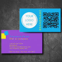 Vibrant contrast colour, logo and QR code modern