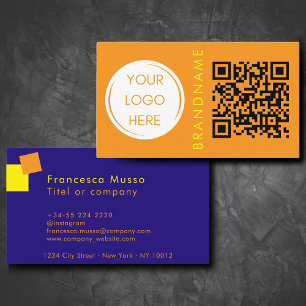 Vibrant contrast colour, logo and QR code modern Business Card