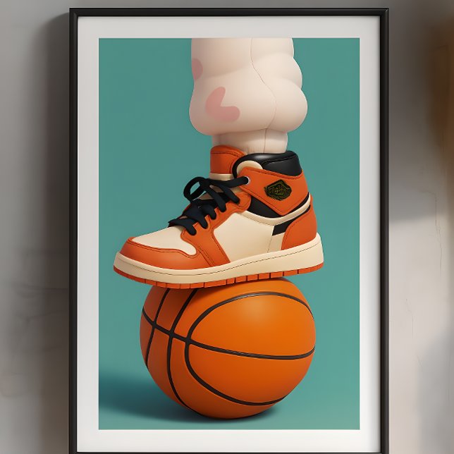 Vibrant Contrast Sneaker on Basketball Poster (Creator Uploaded)