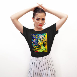 Vibrant Cool Girl Portrait - Modern Art T-Shirt