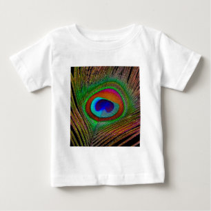 Vibrant Copper Peacock Feather Baby T-Shirt