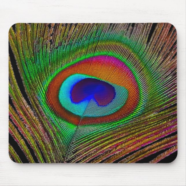 Vibrant Copper Peacock Feather Mouse Pad (Front)