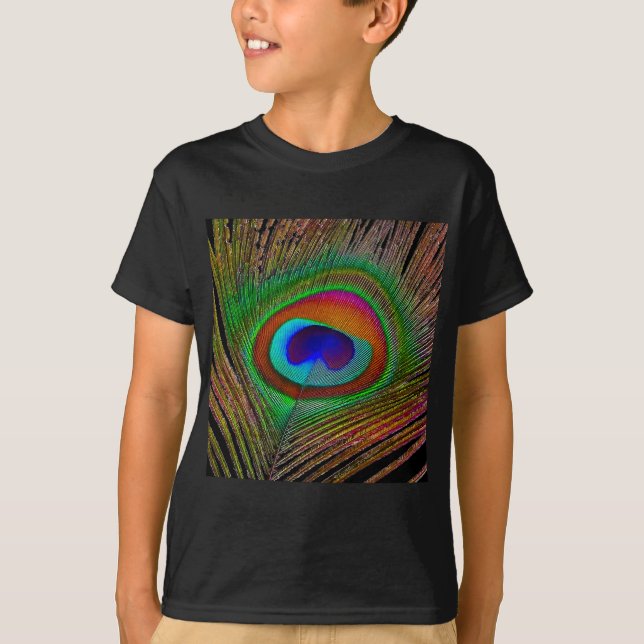Vibrant Copper Peacock Feather T-Shirt (Front)