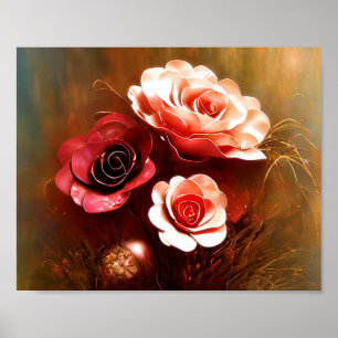 Vibrant copper roses poster