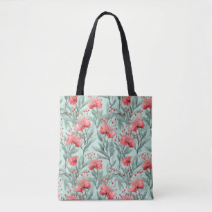 Vibrant Coral Eucalyptus Blossom Tote Bag