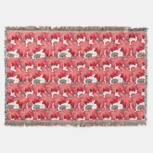 Vibrant Coral Floral Pattern   Bold Red Flowers  Throw Blanket