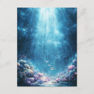 Vibrant Coral Reef and Underwater Sunlight Beams Postcard