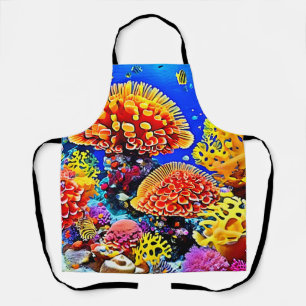 Vibrant Coral Reef Sea Wonder Art Apron
