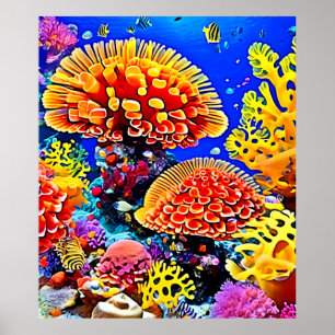 Vibrant Coral Reef Sea Wonder Art Poster