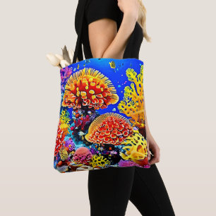 Vibrant Coral Reef Sea Wonder Art Tote Bag
