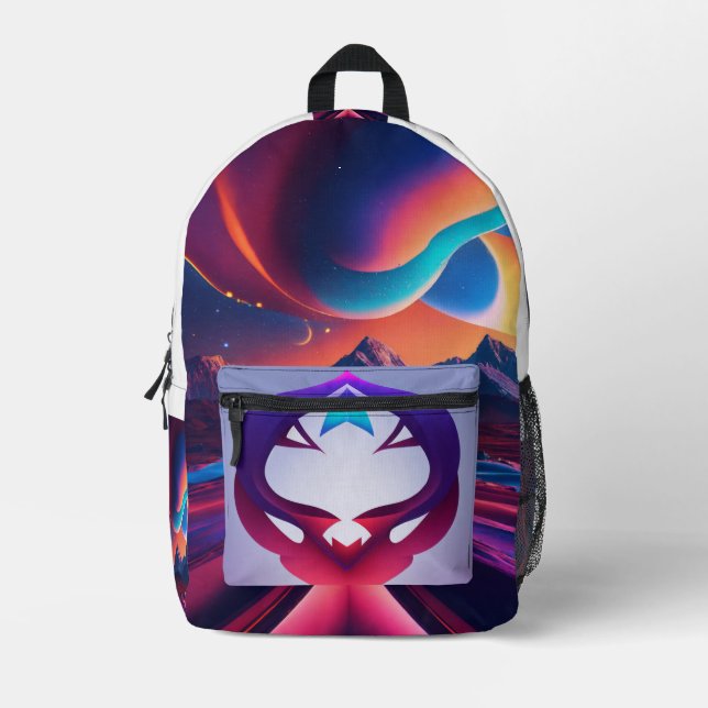 Vibrant Cosmic Design Backpack – Modern Style with (Front)