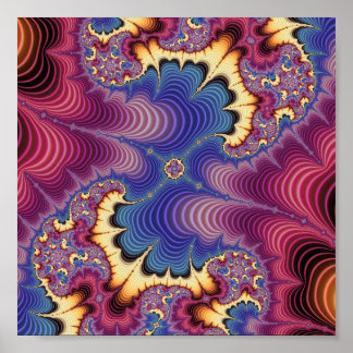 Vibrant Cosmic Fractal Wave Abstract Art Poster