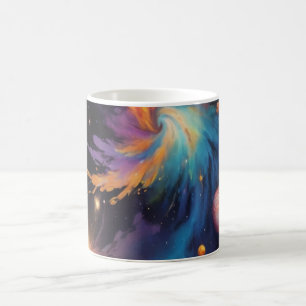 Vibrant Cosmic Galaxy Nebula Watercolor Coffee Mug